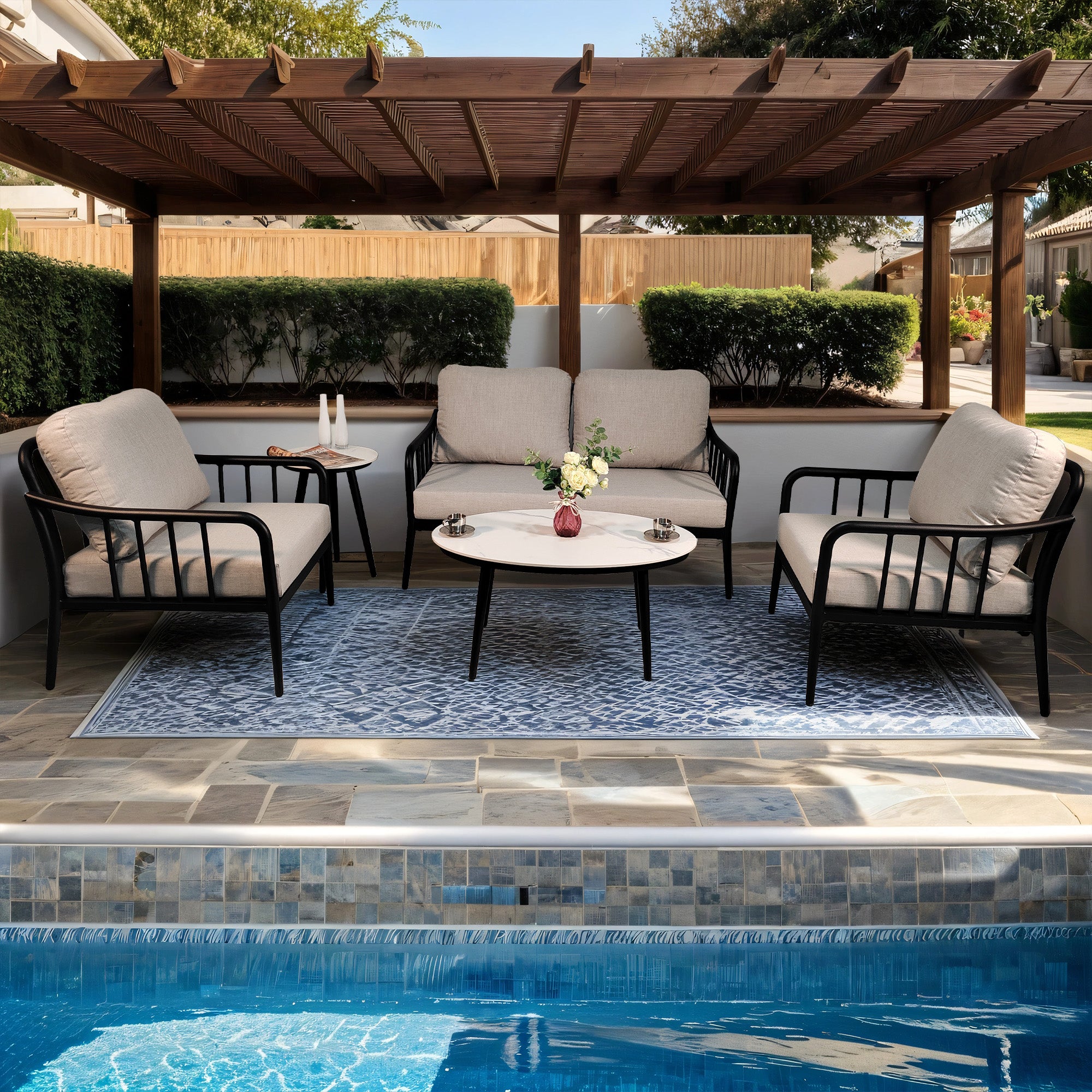 Set Patio Alluminio 5 Pezzi Nero