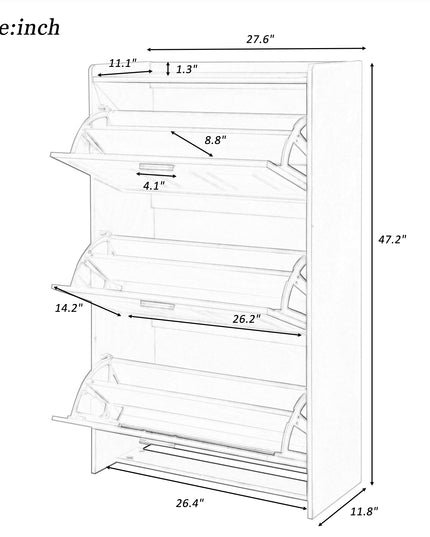 U-Can Shoe Storage Cabinet for Entryway with 3 Flip Drawers, Modern Shoe Organizer Cabinet, Free Standing Shoe Rack Black