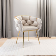 Poltrona Moderna in Velluto Beige Veluxe