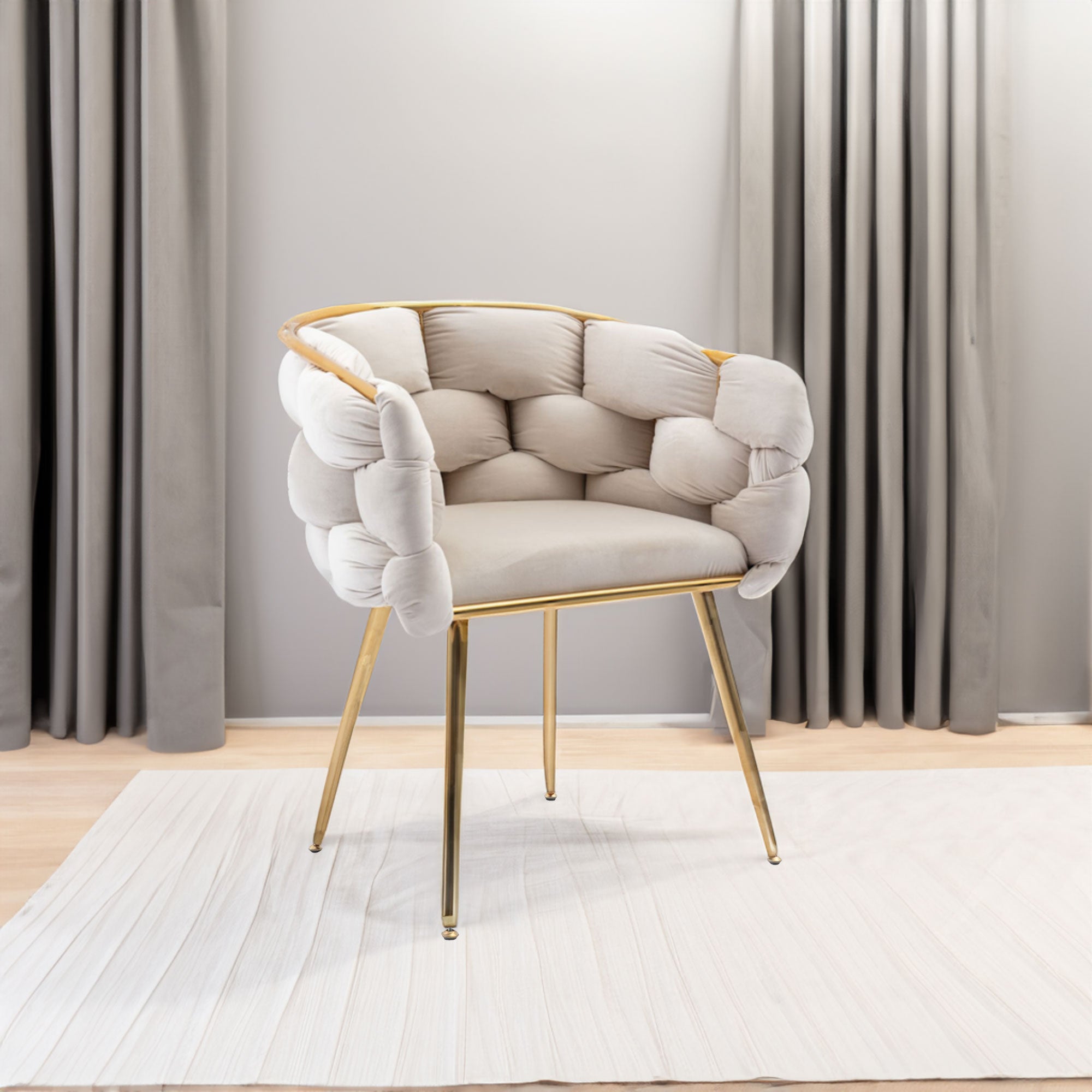 Poltrona Moderna in Velluto Beige Veluxe