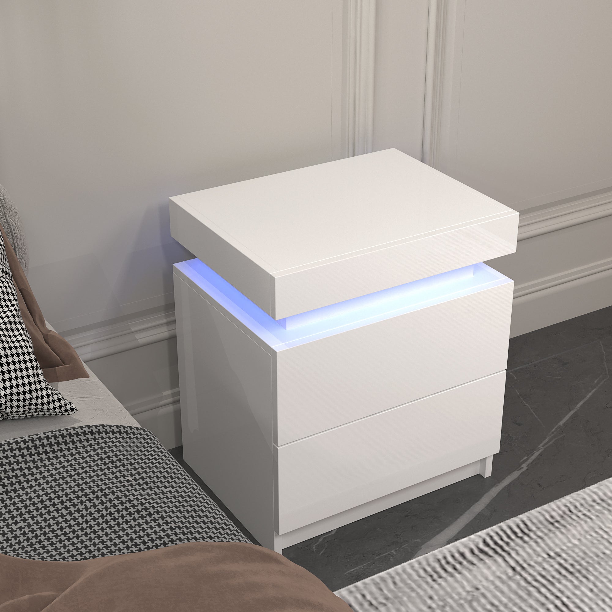 Comodino Bianco con LED RGB