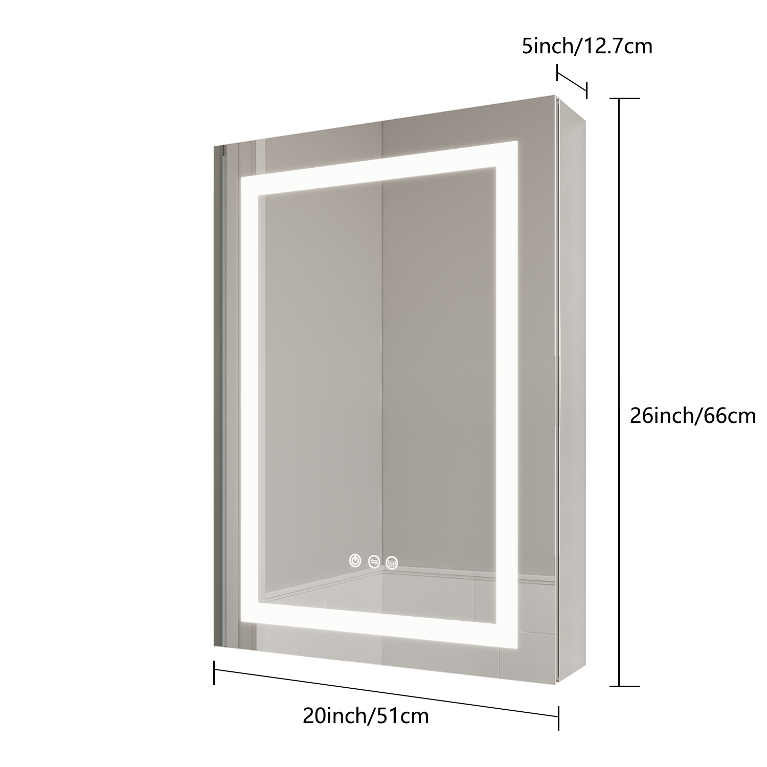 Armadietto Bagno LED 66x51cm Porta Sinistra