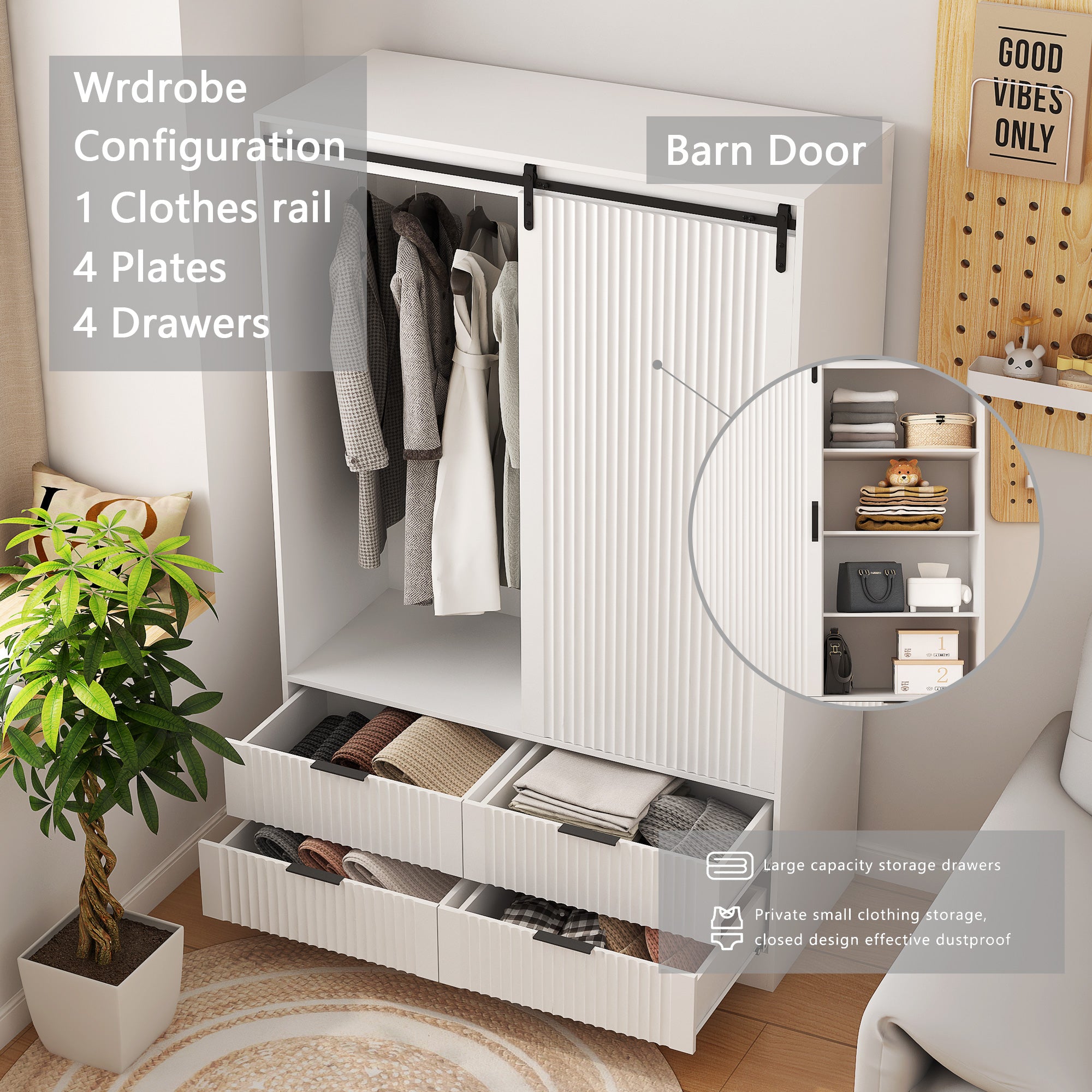 Armadio Camera Bianco Alto Porta Scorrevole