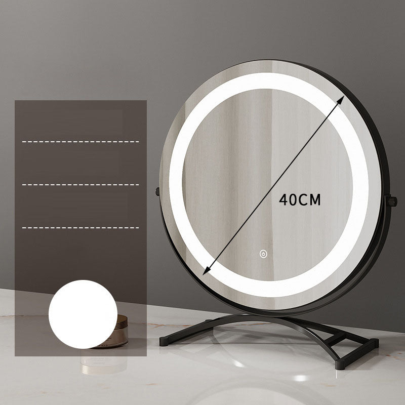 Specchio Trucco Rotondo Nero LED Desktop