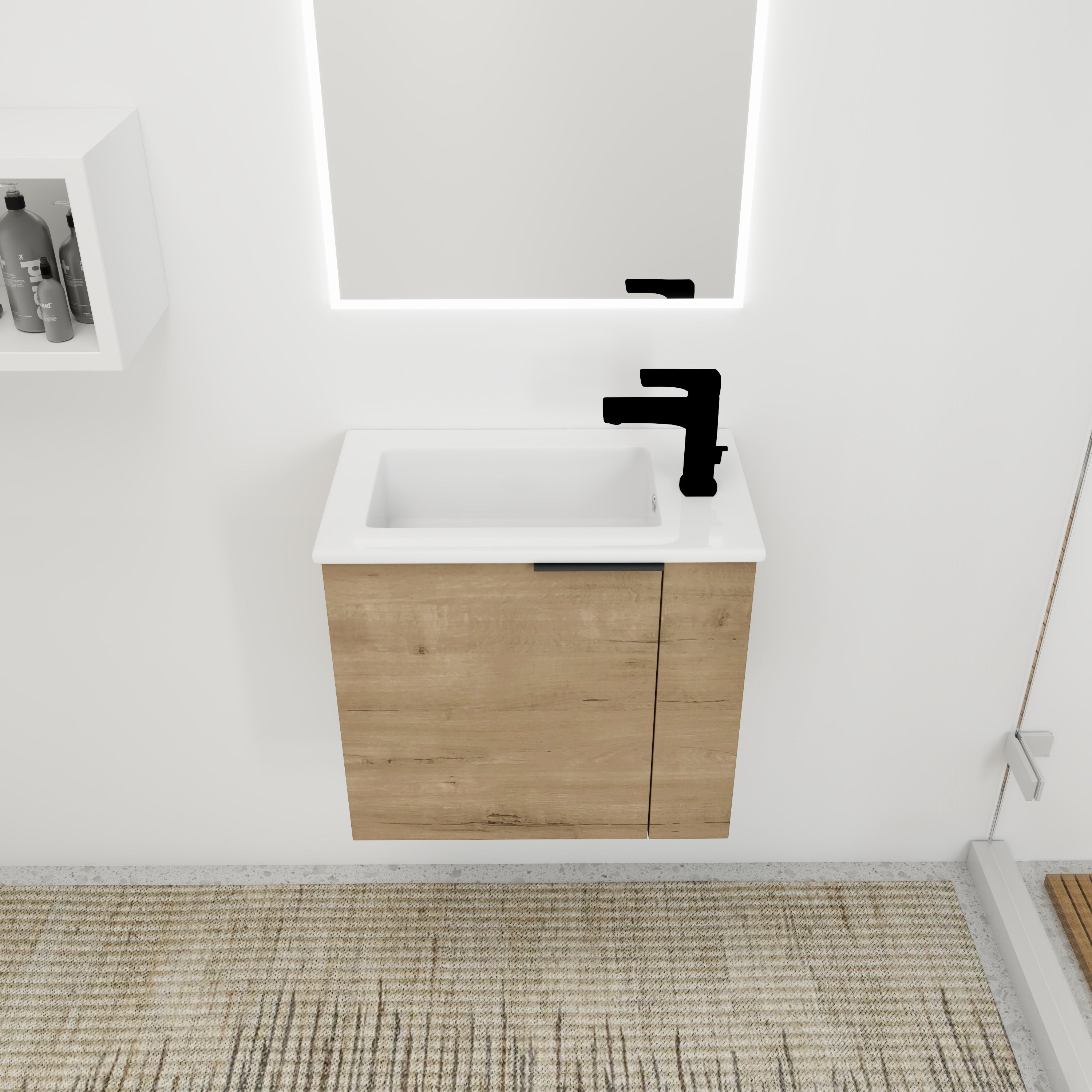 Mobile Bagno Sospeso 56cm Rovere con Lavabo