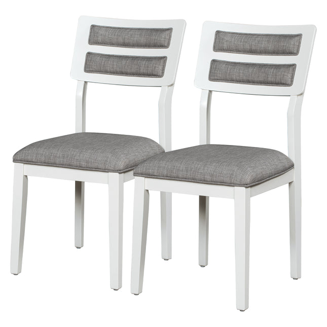 Classic 6-Piece Dining Set, Table, 4 Chairs & Bench (White/Gray)