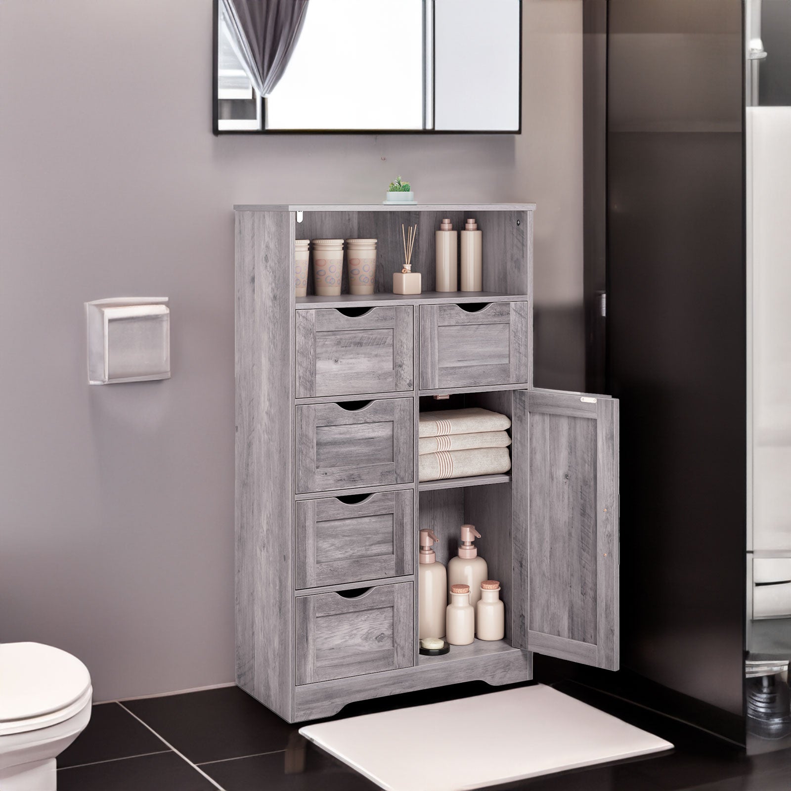 Mobile Bagno 5 Cassetti Grigio