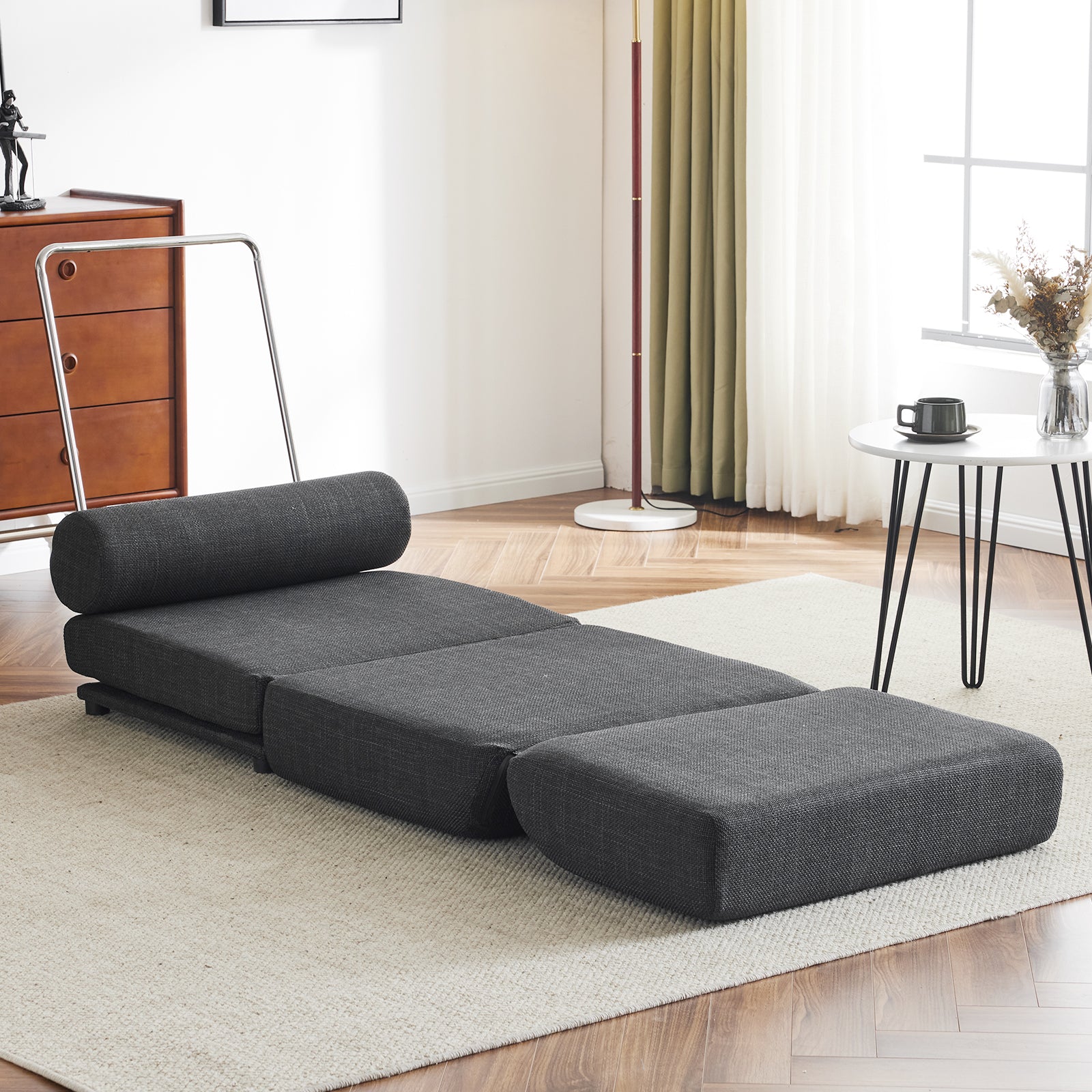 Poltrona Letto Pieghevole Grigio Scuro