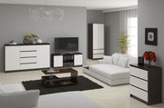 Cassettiera Nobile 2 Ante 4 Cassetti – Wengé/Bianco 138x40x99 cm