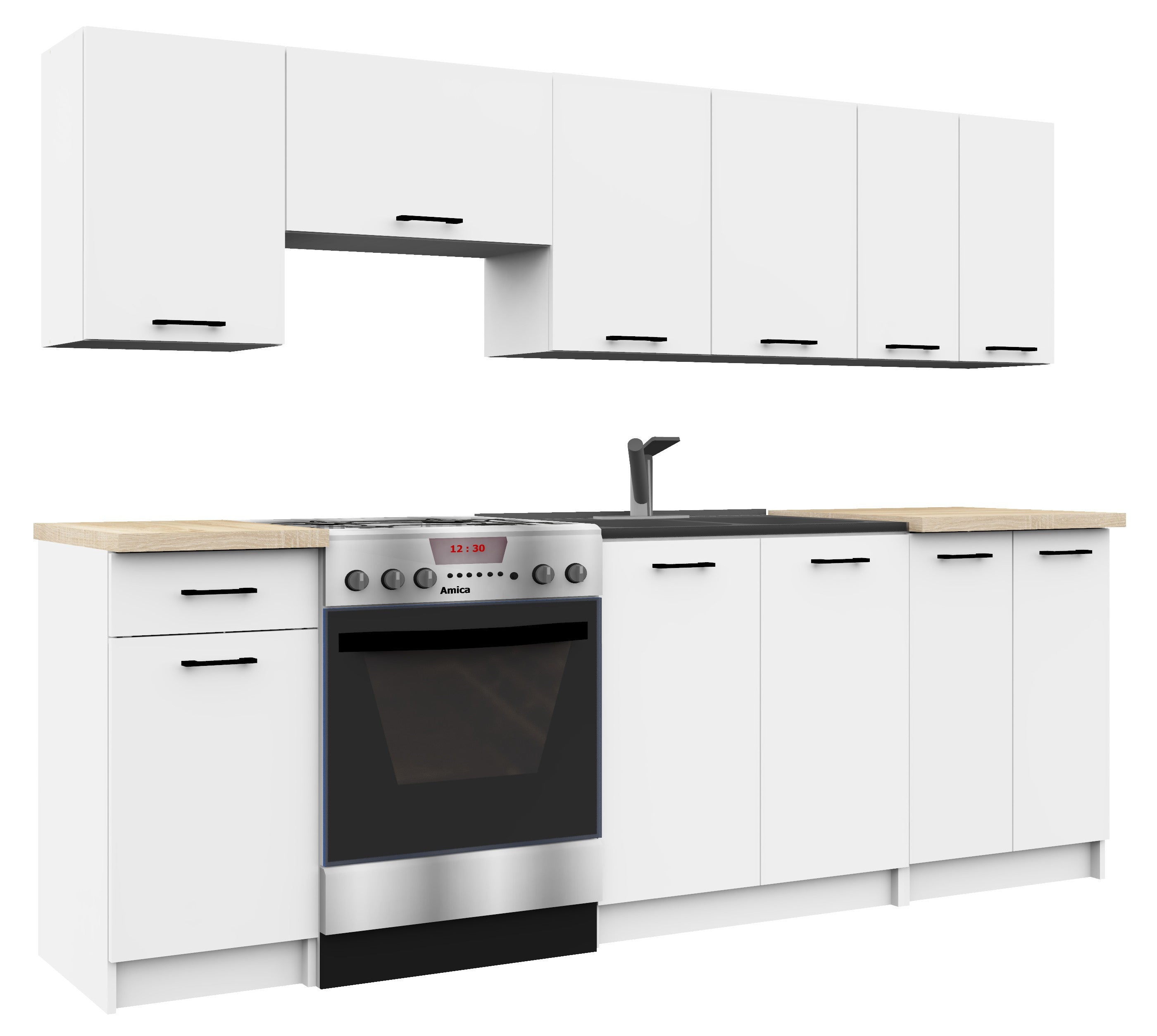 Set Cucina Luce 7 Elementi – Bianco 240x46x203 cm