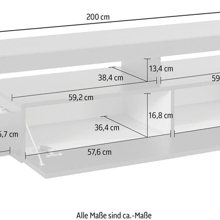 Porta TV ESSENTIAL 200 cm con 1 anta a ribalta.