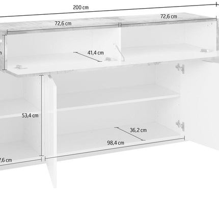 Credenza CORO 200 cm 4 ante battenti + 1 anta a ribalta.