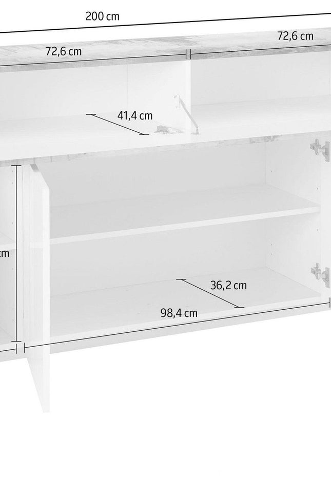 Credenza CORO 200 cm 4 ante battenti + 1 anta a ribalta.