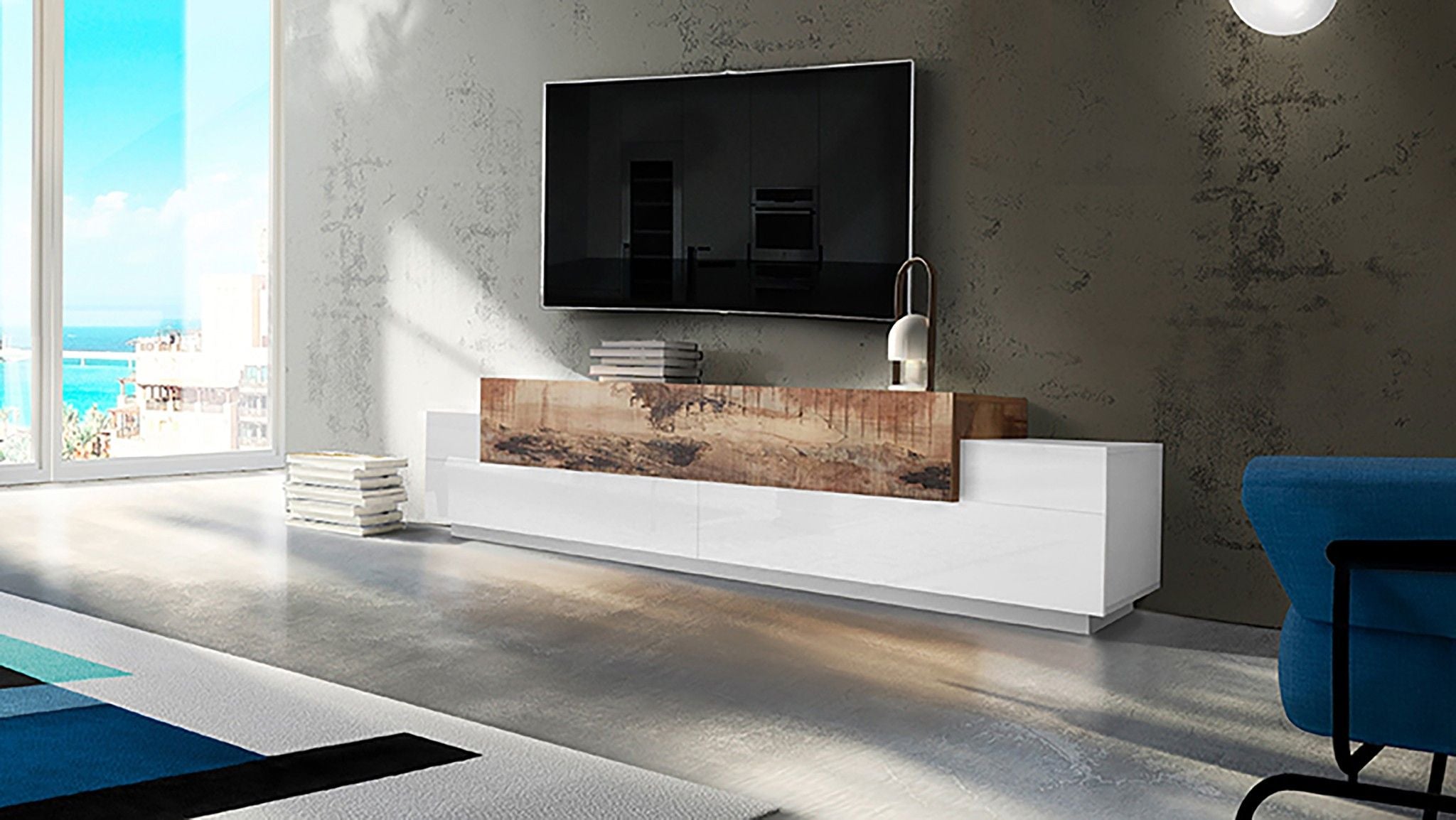 Porta tv CORO 240 cm 3 ante a ribalta.