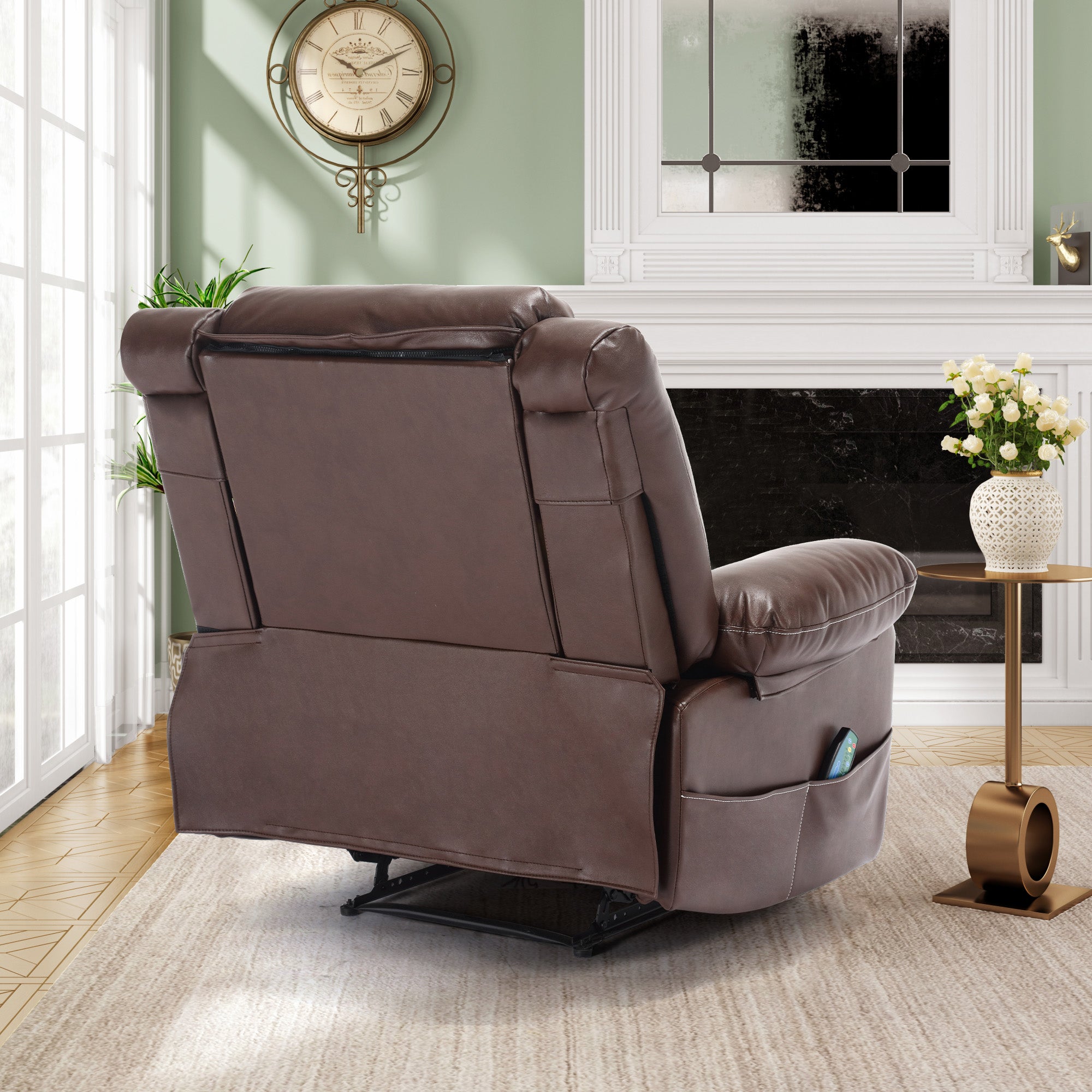 Poltrona Relax Massaggiante in Pelle con Reclinazione Manuale
