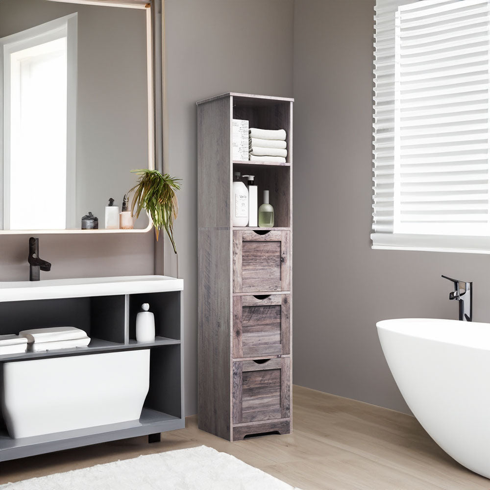 Mobile Bagno Alto 3 Cassetti 2 Mensole Grigio