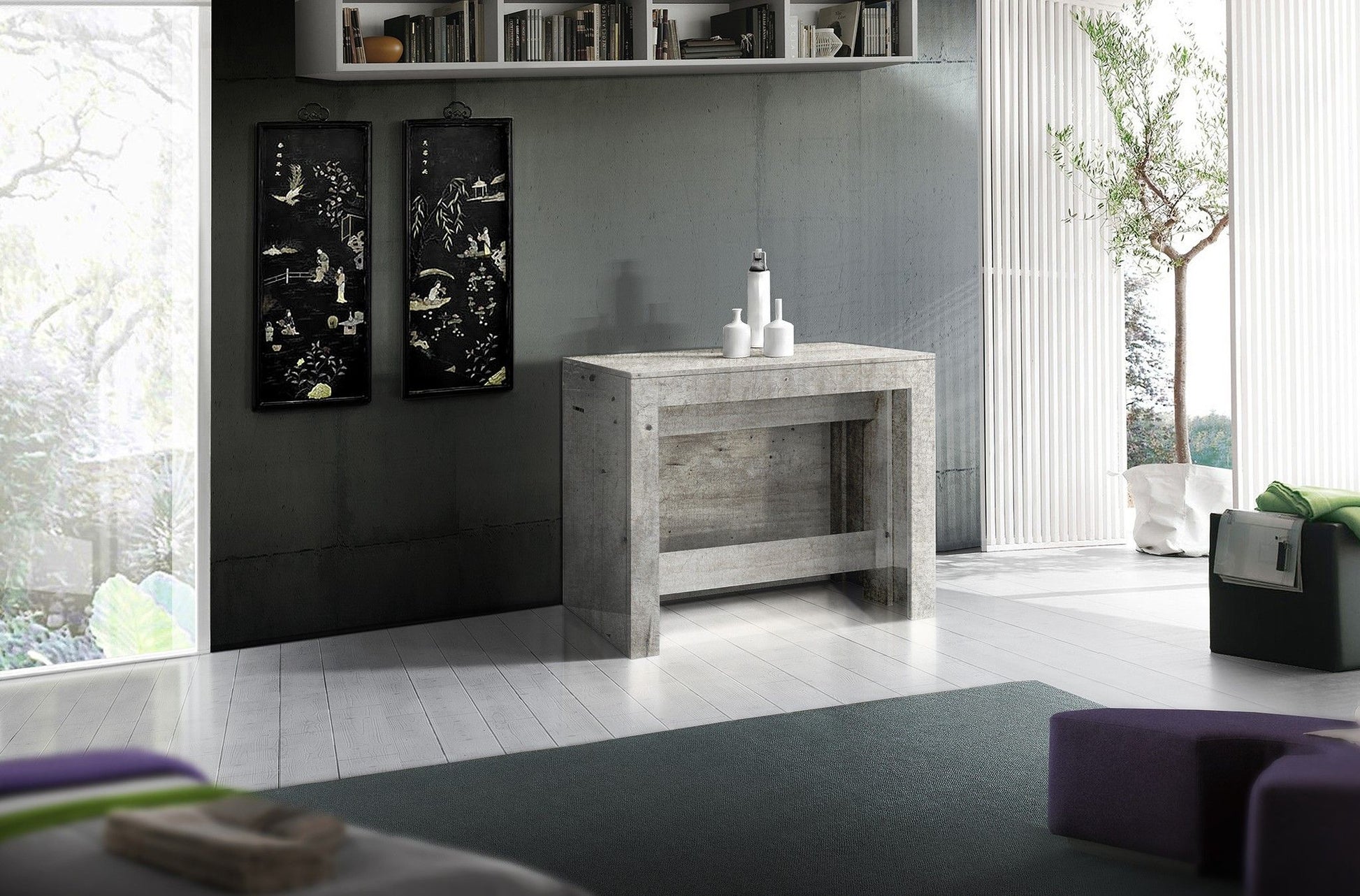 Set 2 panche allungabili PRATIKA - Concrete