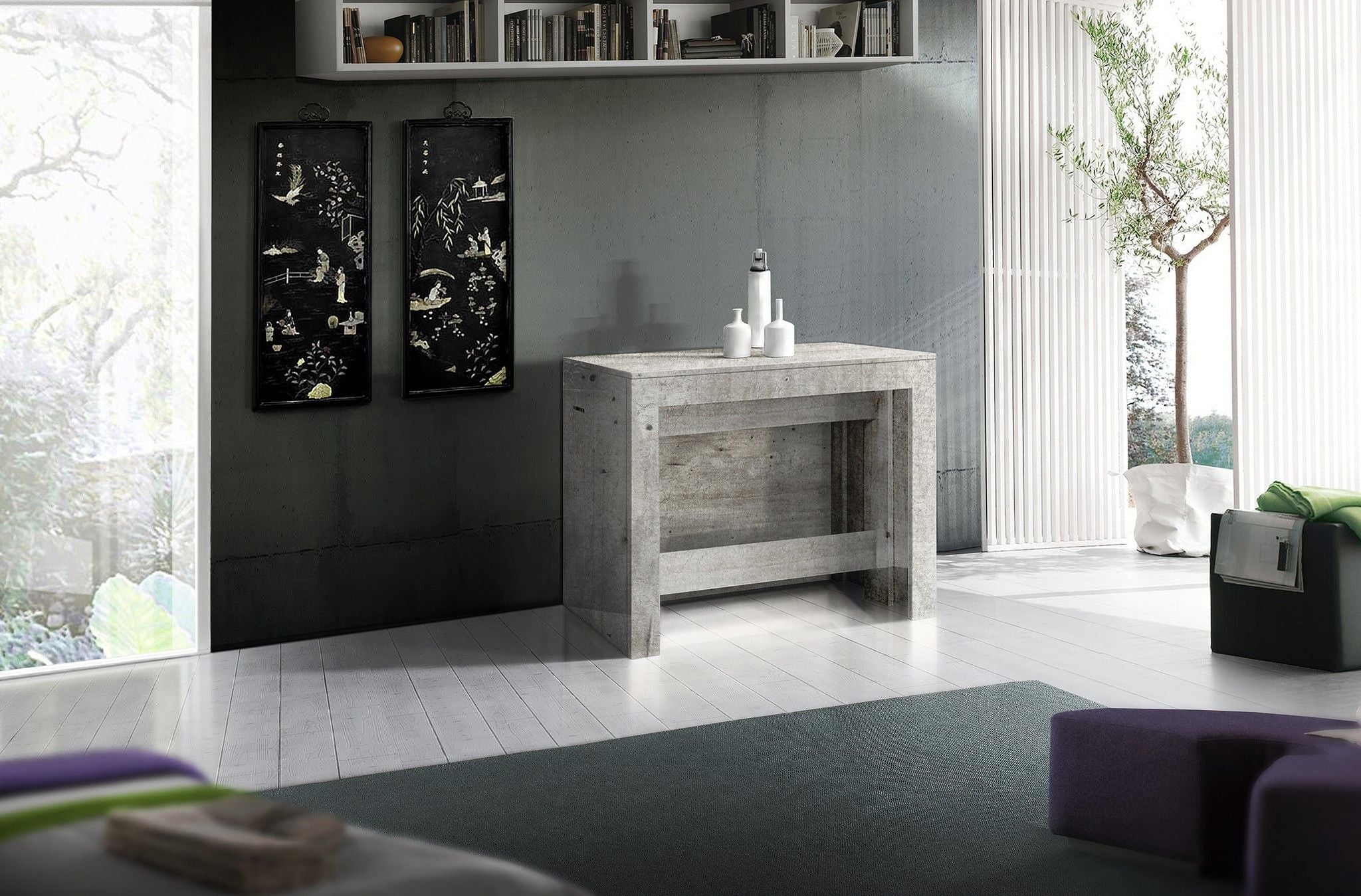 Set 2 panche allungabili PRATIKA - Concrete