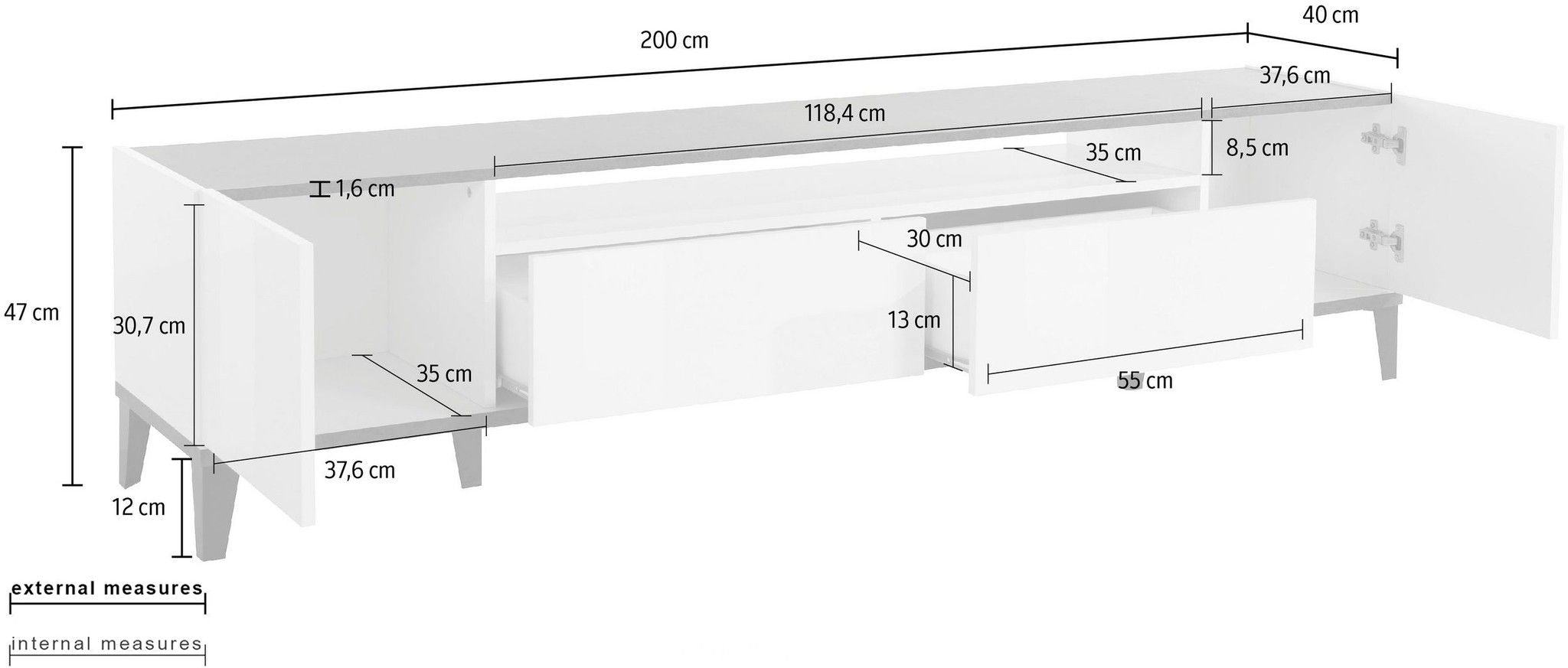 Porta tv SUNRISE 200 cm.