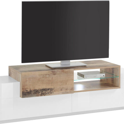 Porta tv NEW CORO 160 cm 1 anta battente + 2 ante a ribalta.