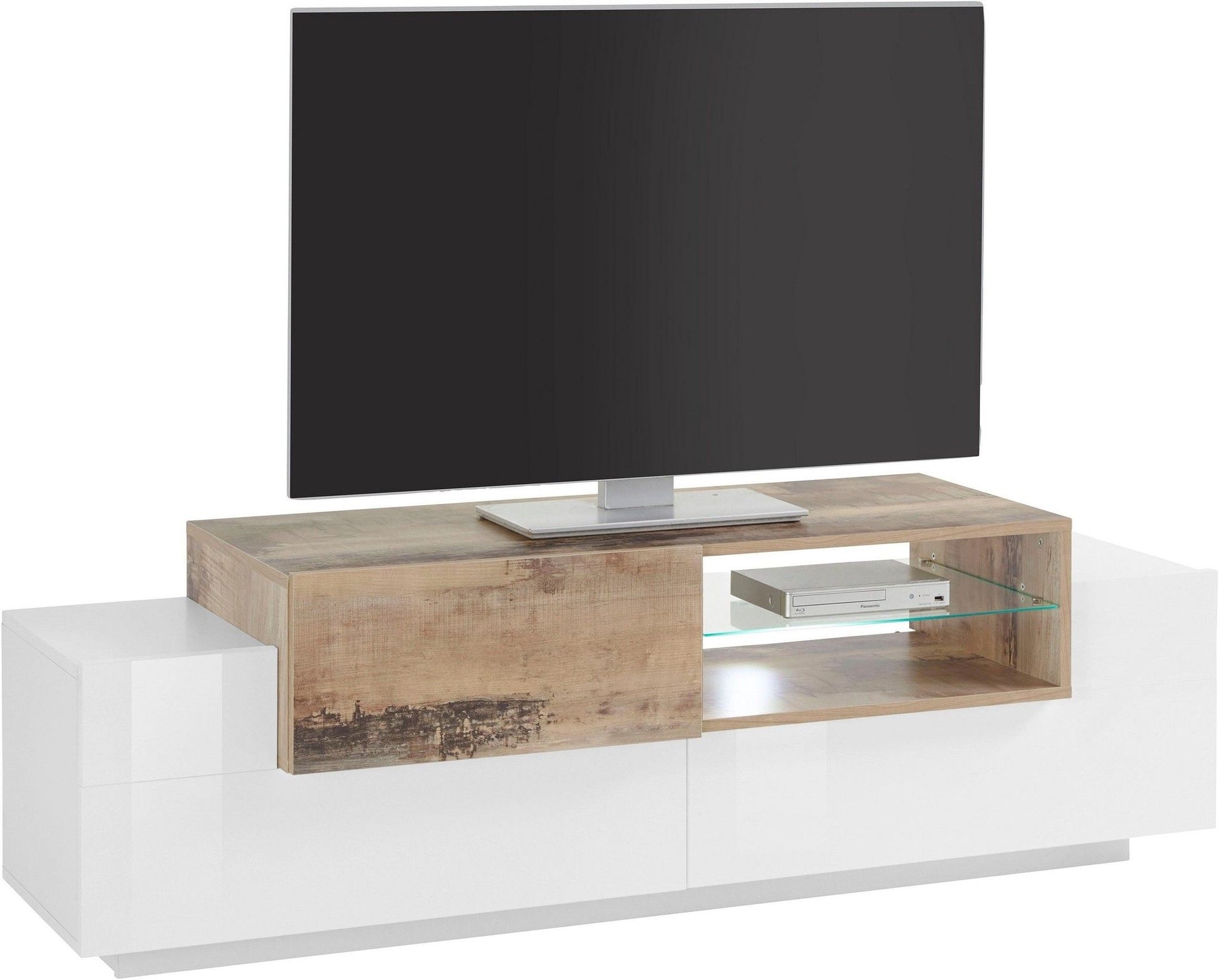 Porta tv NEW CORO 160 cm 1 anta battente + 2 ante a ribalta.