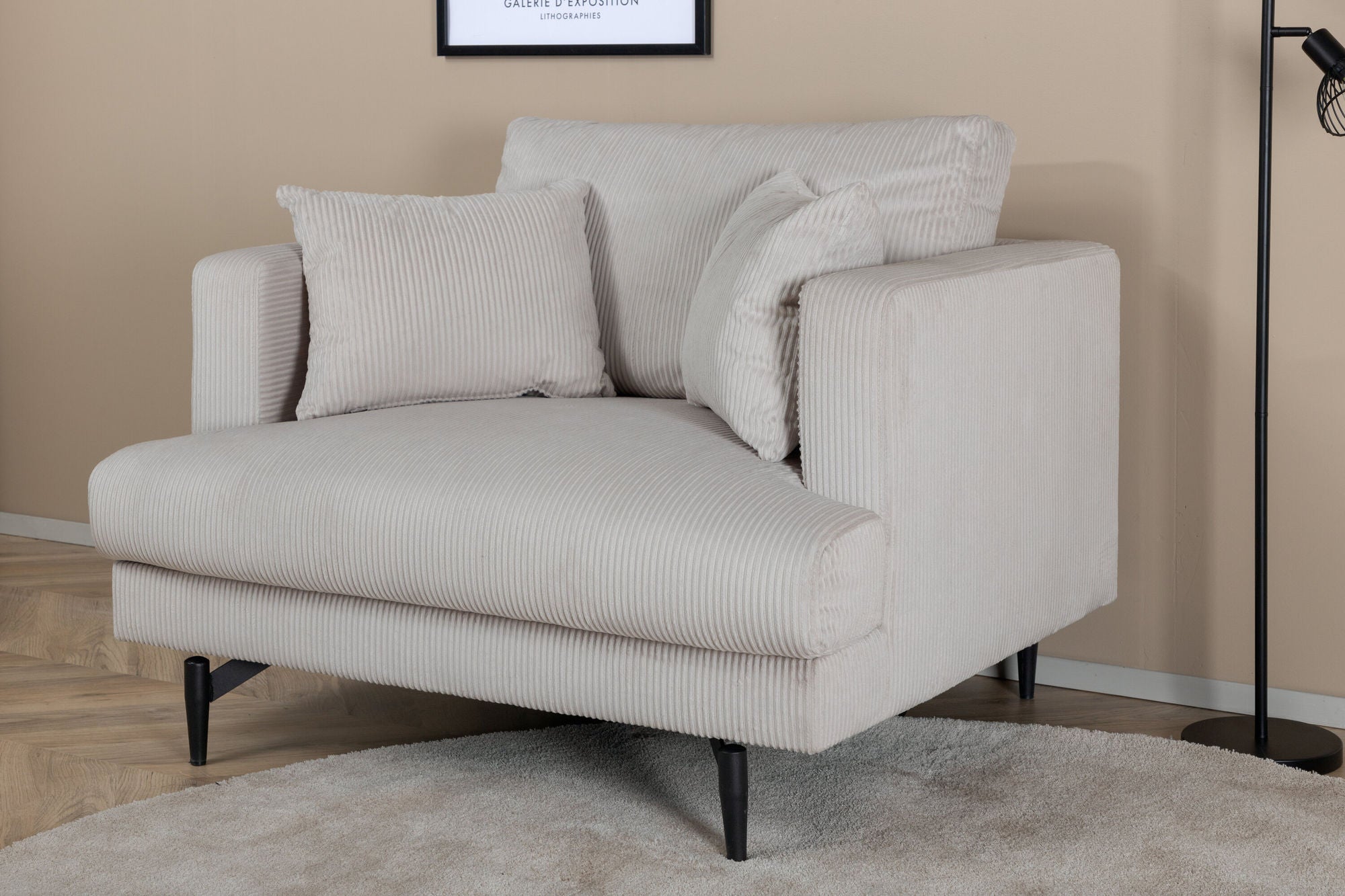 Sofia Single Sofa - Black / Beige Corduroy