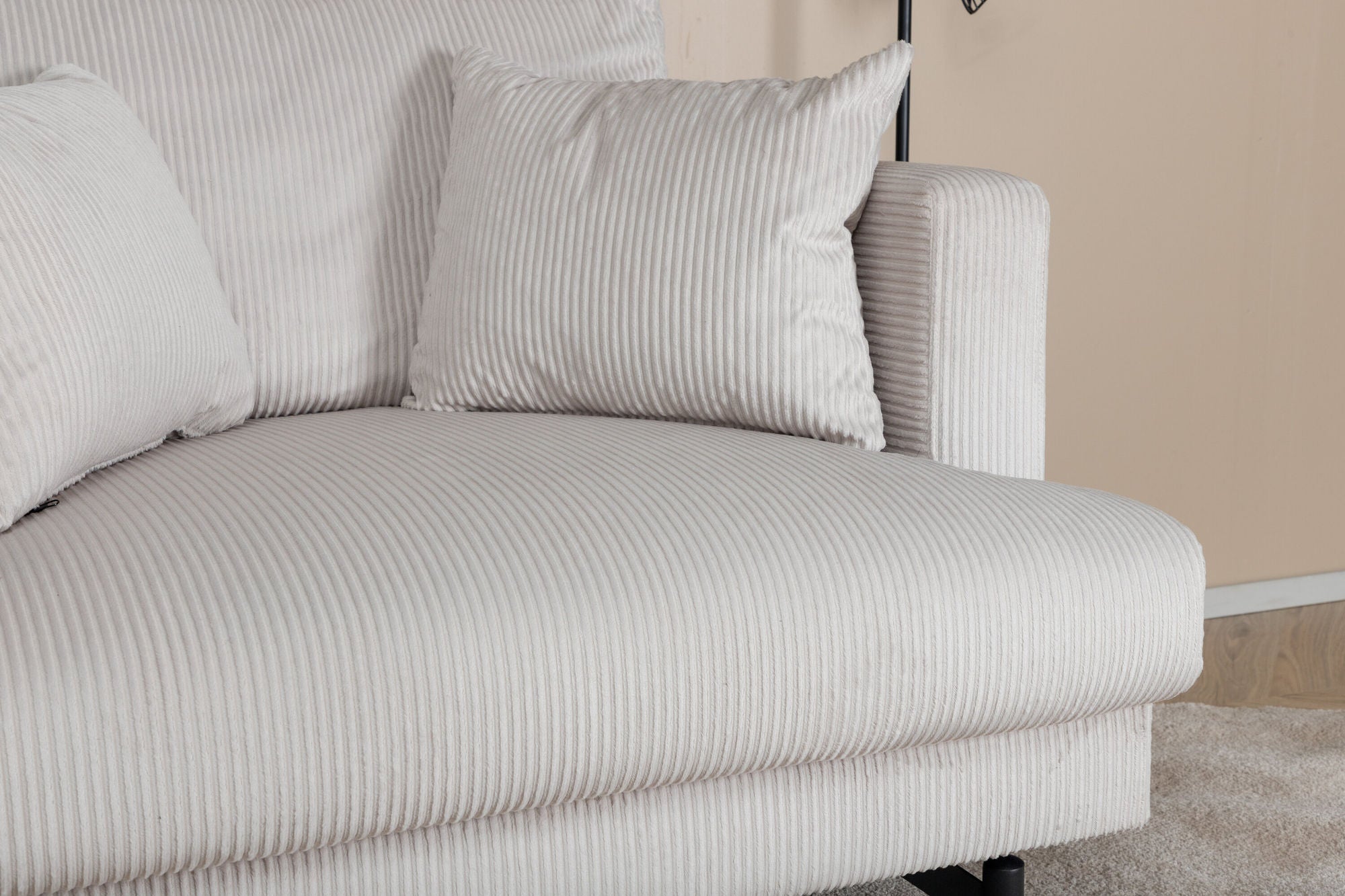 Sofia Single Sofa - Black / Beige Corduroy