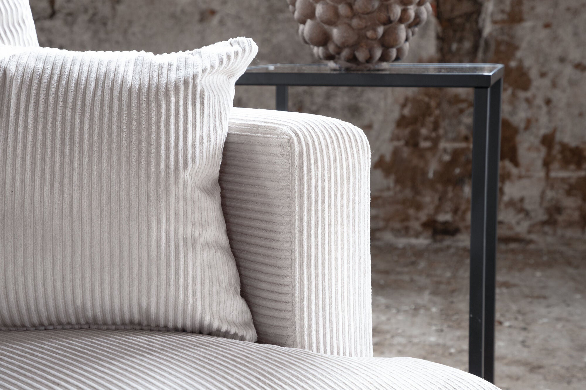 Sofia Single Sofa - Black / Beige Corduroy