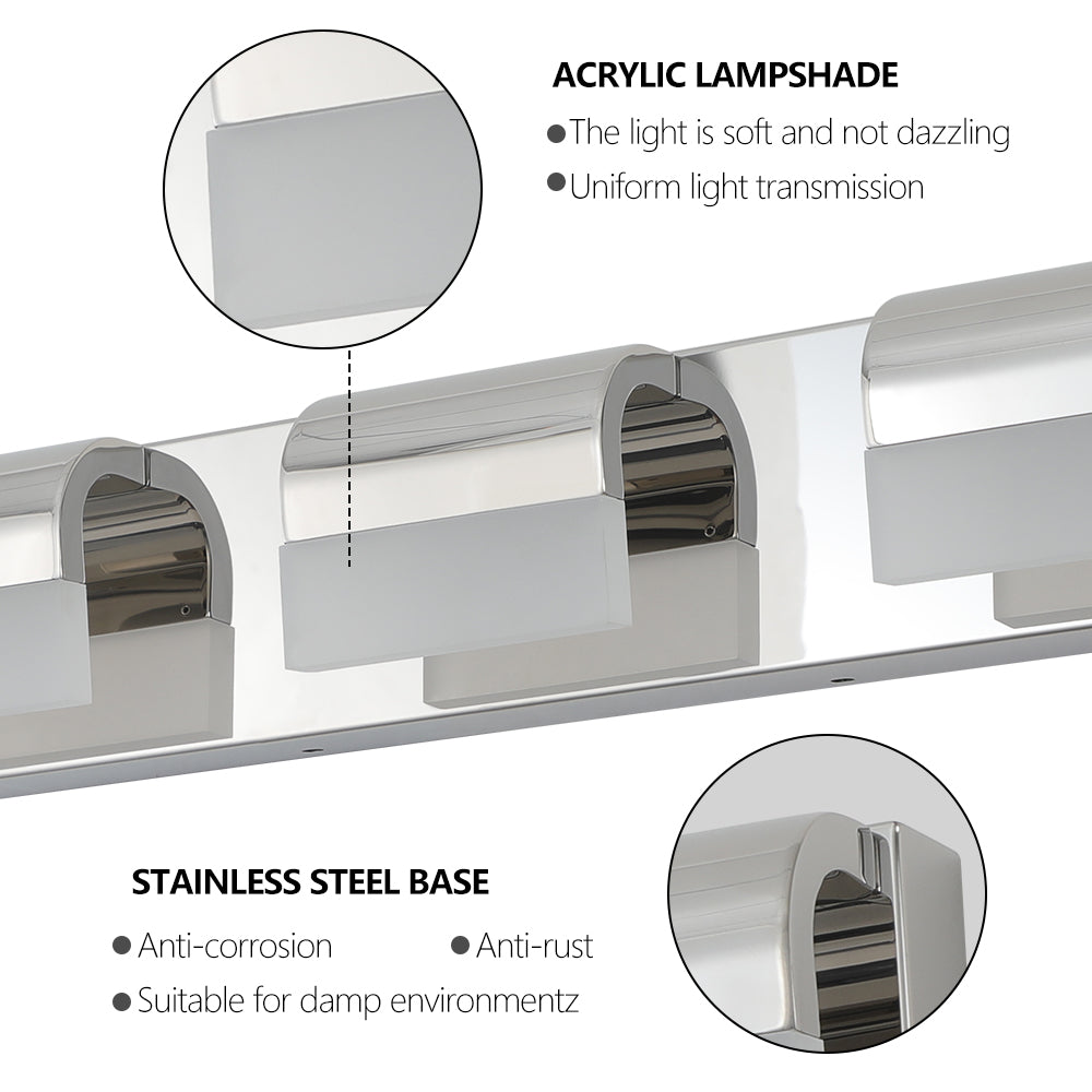 Lampada Bagno LED 3 Luci Cromata
