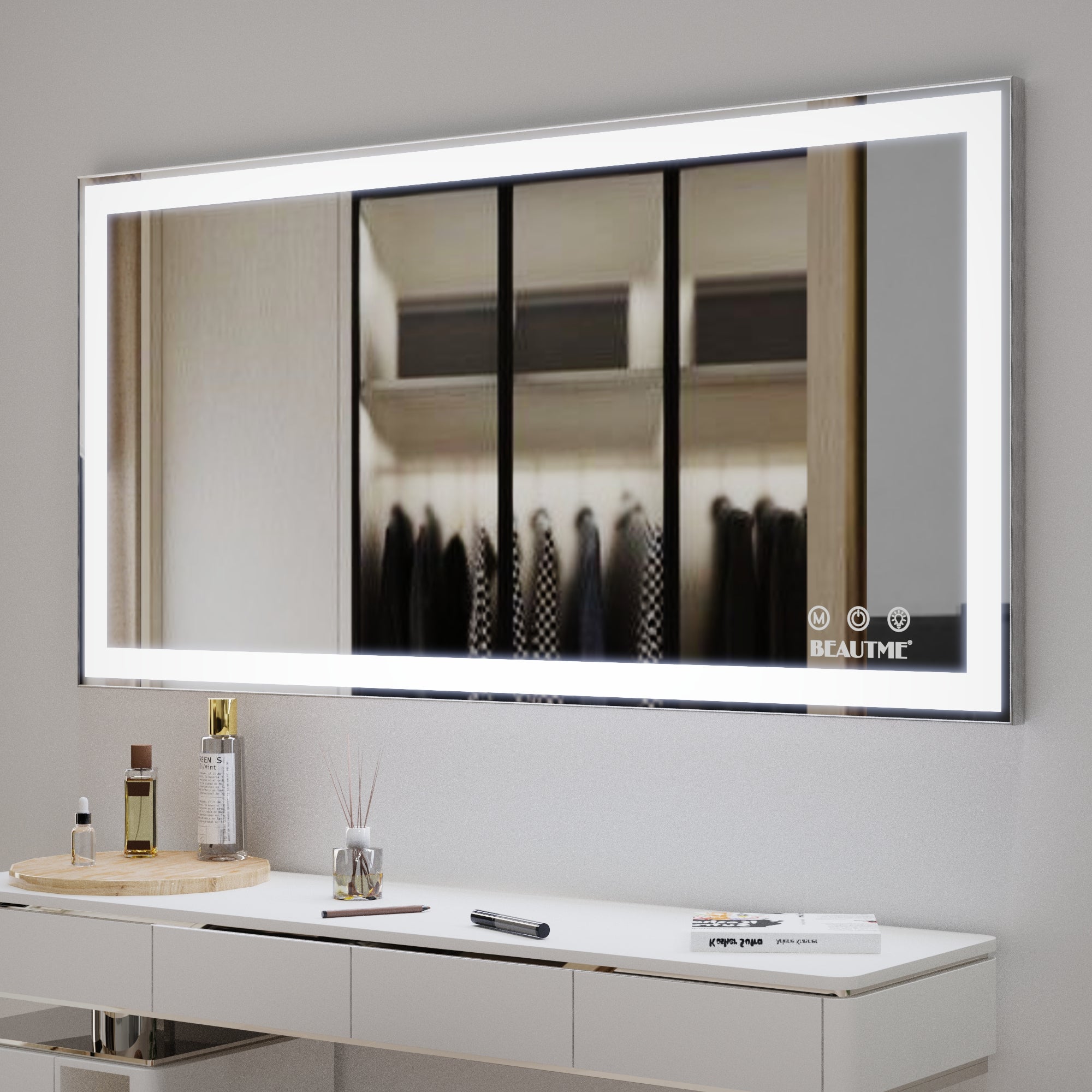 Specchio LED Bagno 122x61cm Antiappannamento