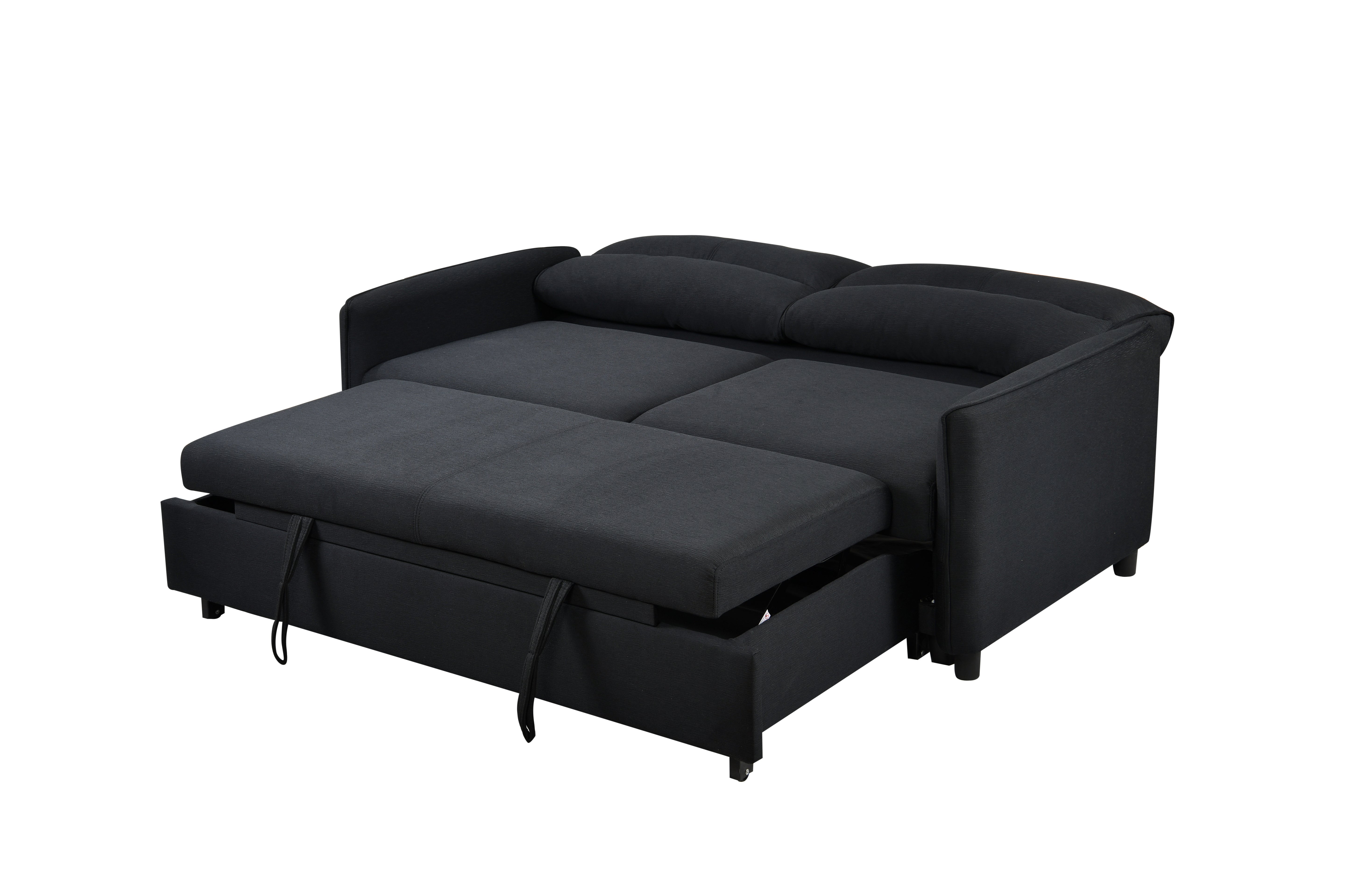 Divano Letto Convertibile 3 in 1 con Letto Estraibile Nero