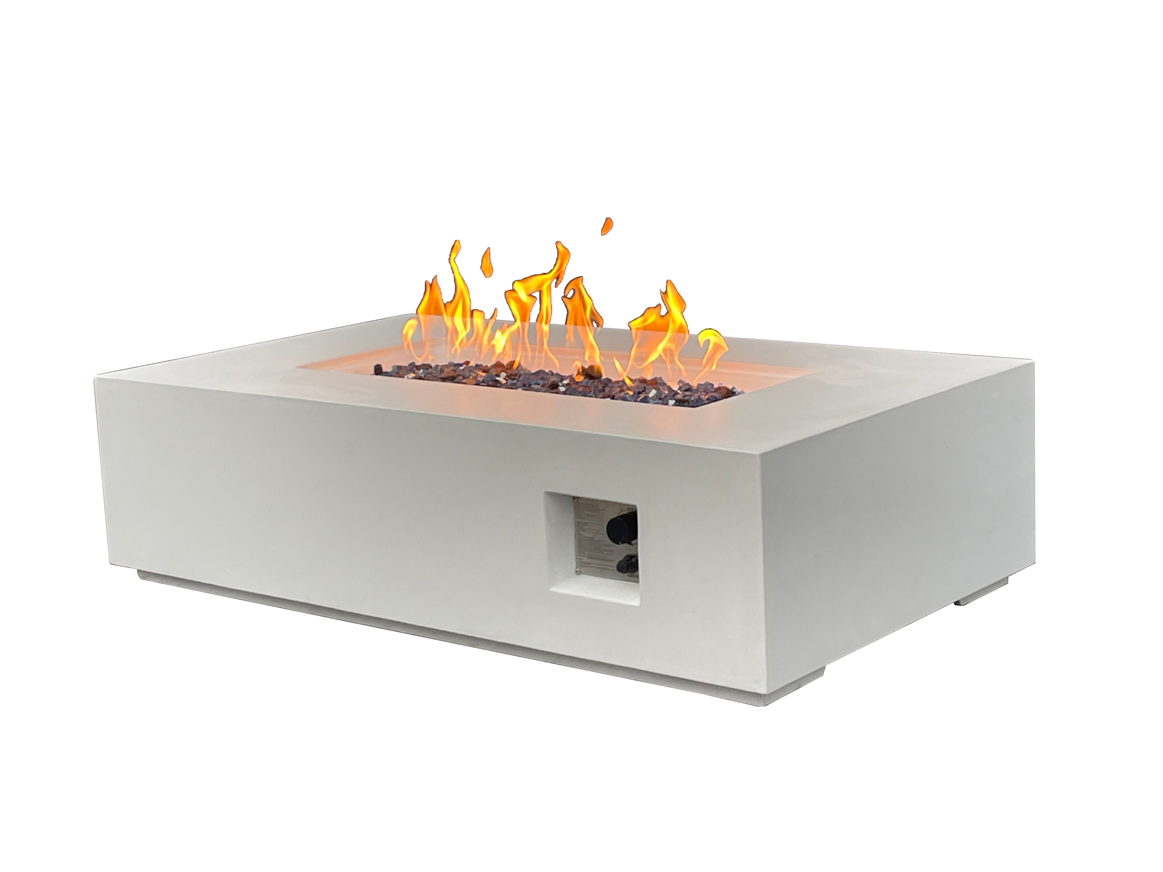 Fire Pit Esterno Propano Cemento Bianco