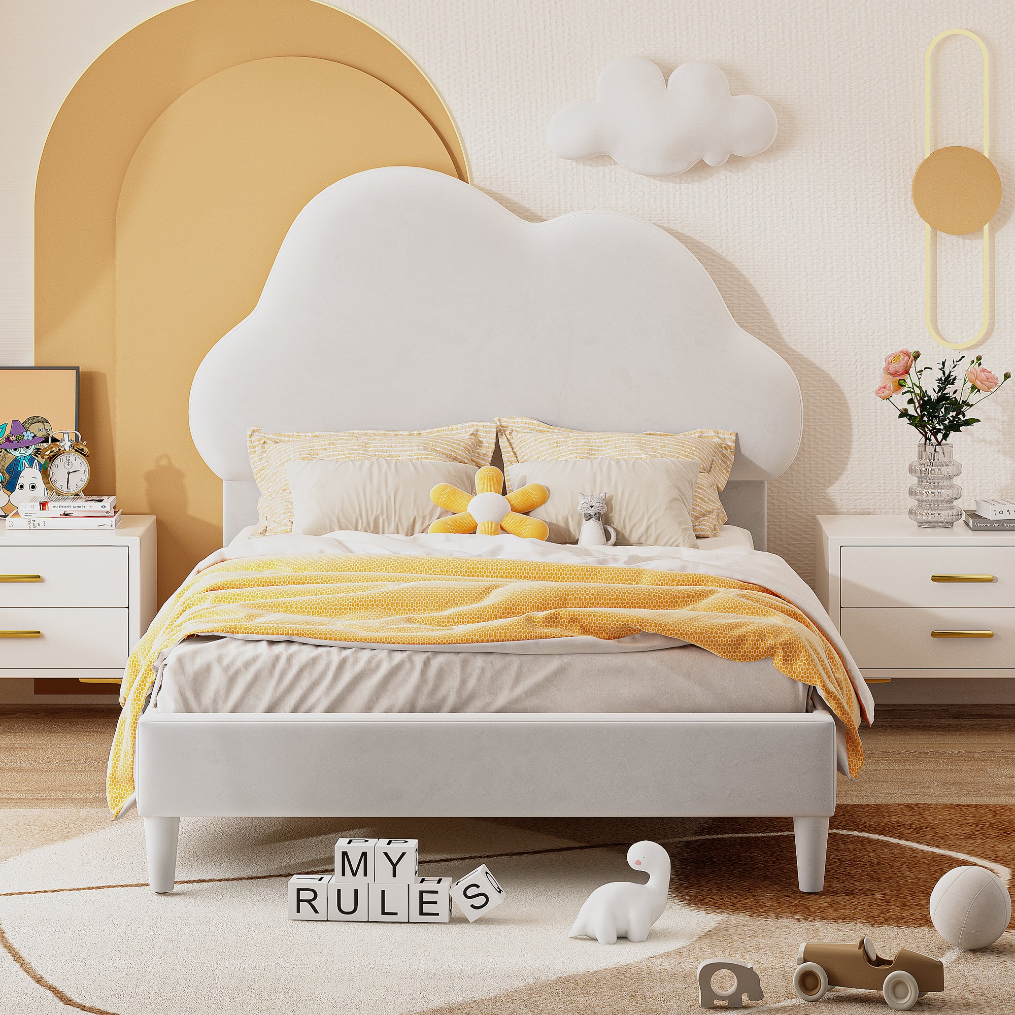 Letto Twin Imbottito Nuvola Velluto Beige