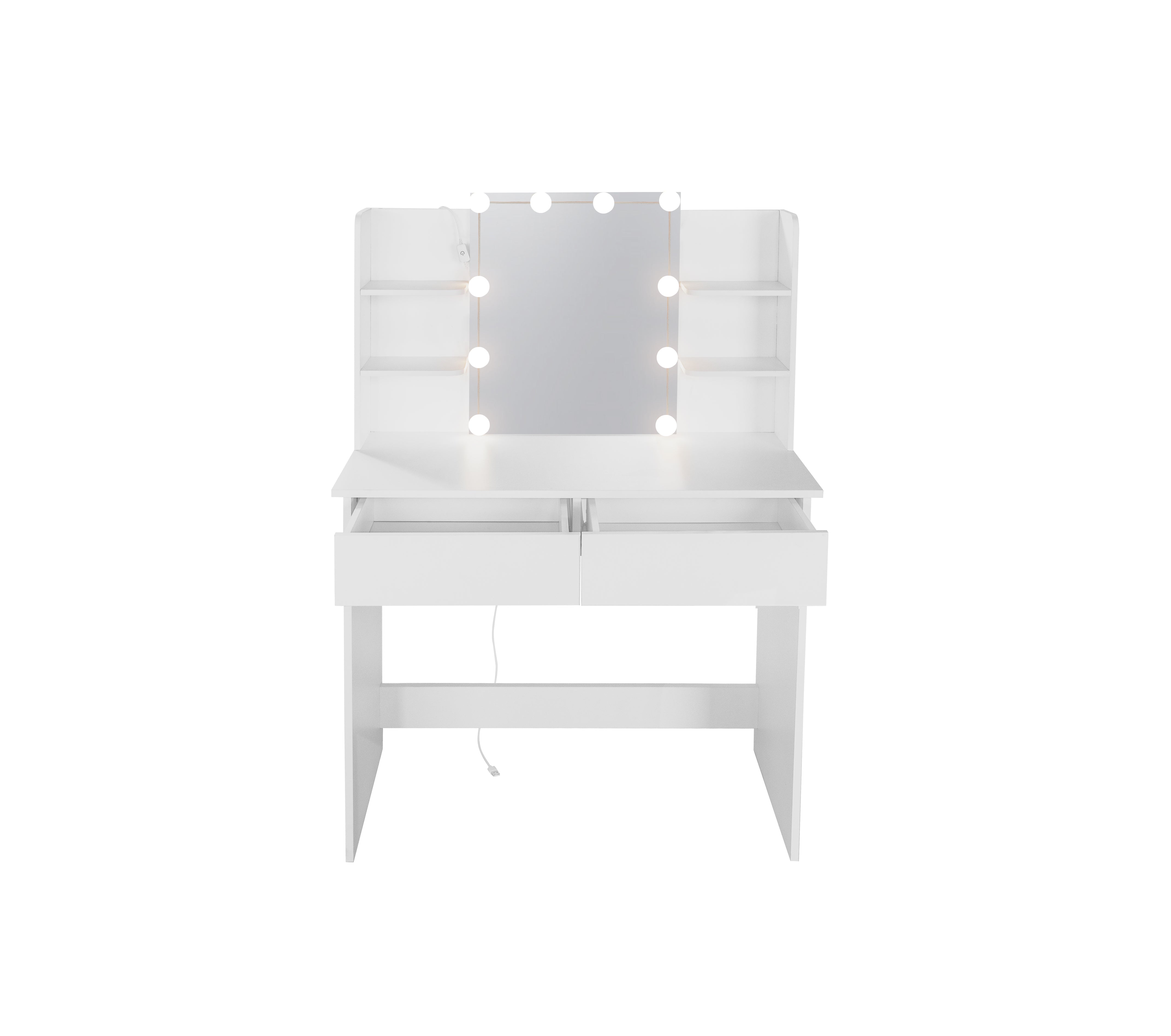 Toeletta Bianca con LED e 2 Cassetti