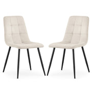 2 Sedie Imbottite in Velluto Beige Gambe Nere