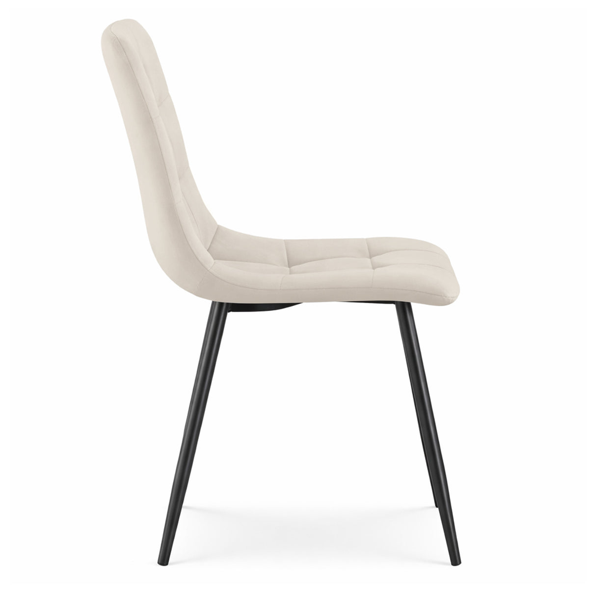 2 Sedie Imbottite in Velluto Beige Gambe Nere