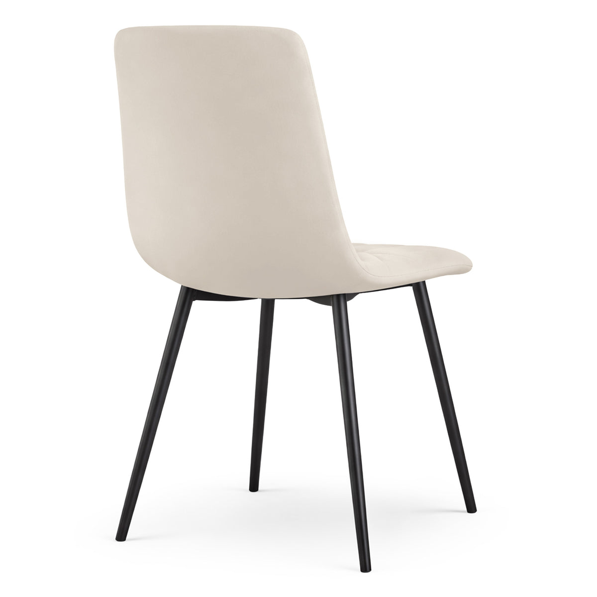 2 Sedie Imbottite in Velluto Beige Gambe Nere
