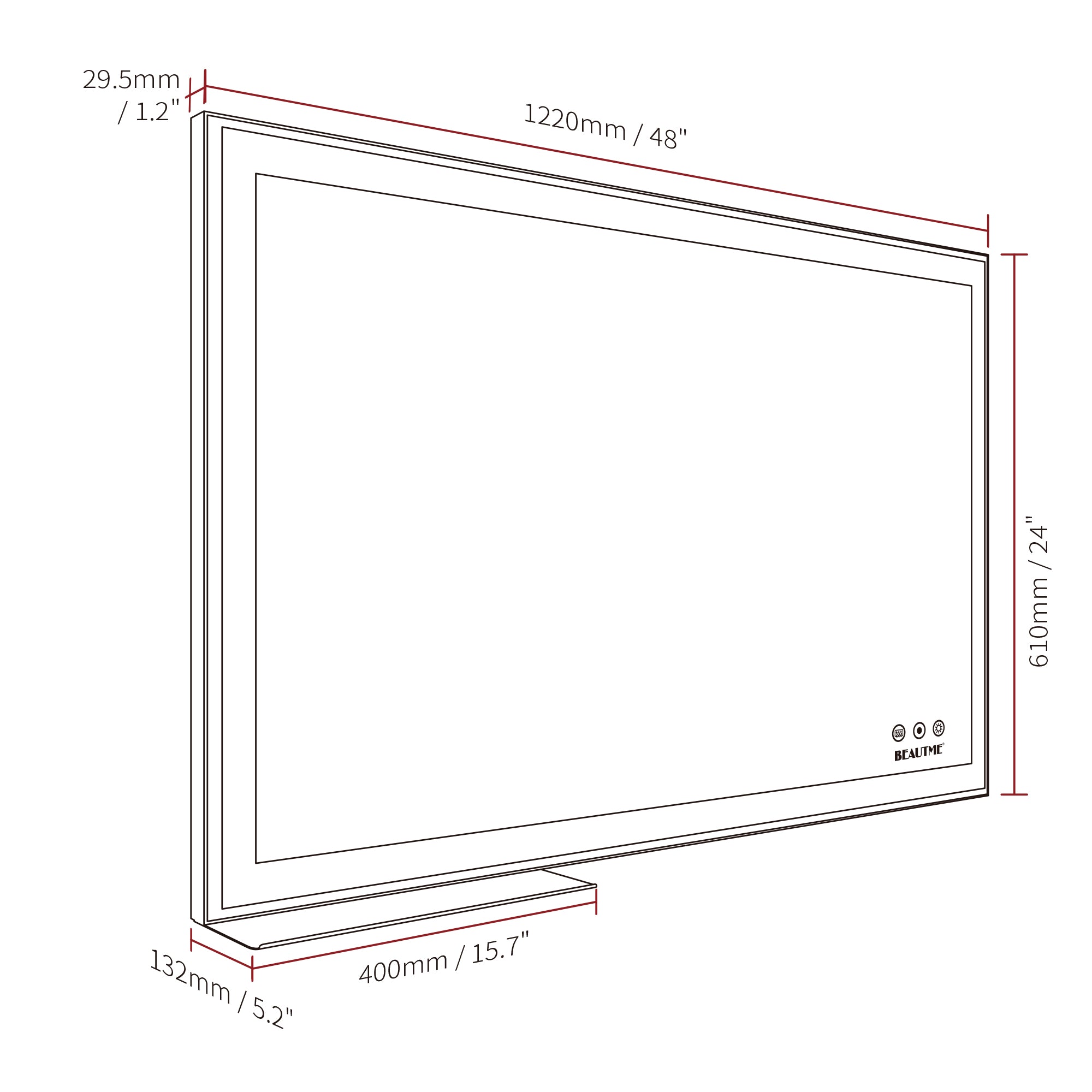 Specchio LED Bagno 122x61cm Antiappannamento