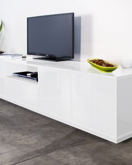 Porta tv BLOOM 220 cm - Bianco laccato lucido