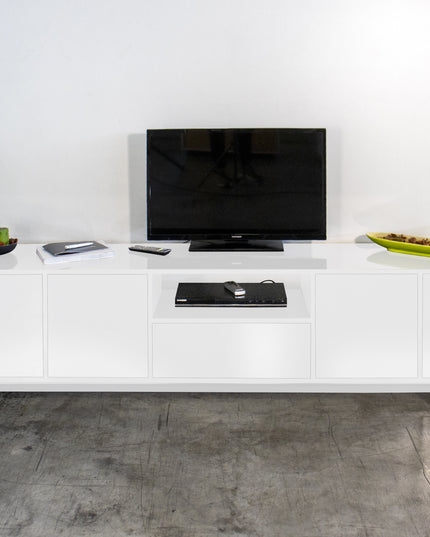 Porta tv BLOOM 220 cm - Bianco laccato lucido