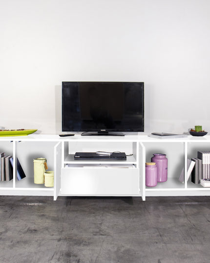 Porta tv BLOOM 220 cm - Bianco laccato lucido
