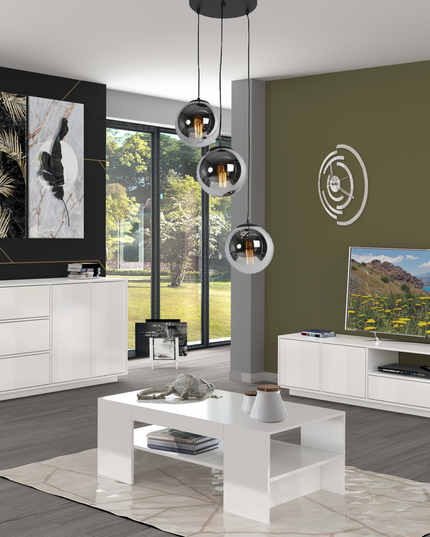 Porta tv BLOOM 220 cm - Bianco laccato lucido