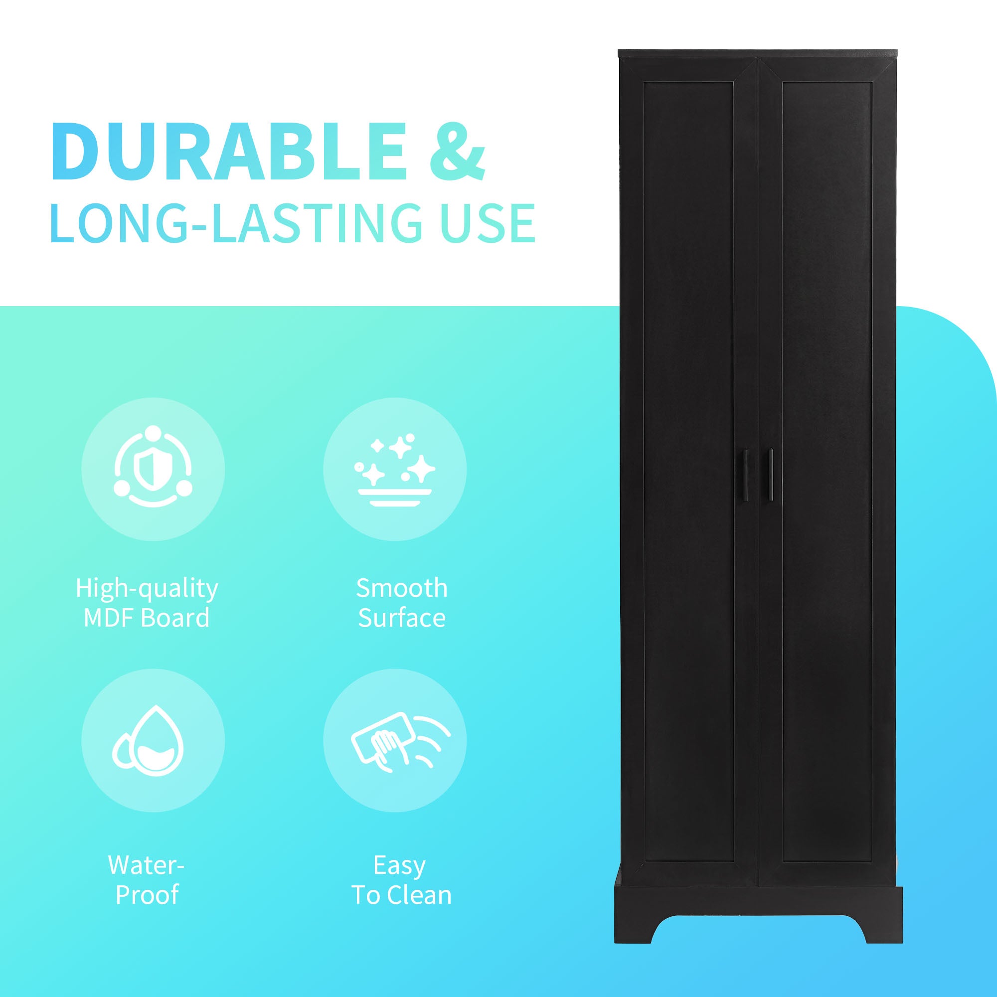 Mobile Alto Bagno Nero 2 Ante 181cm
