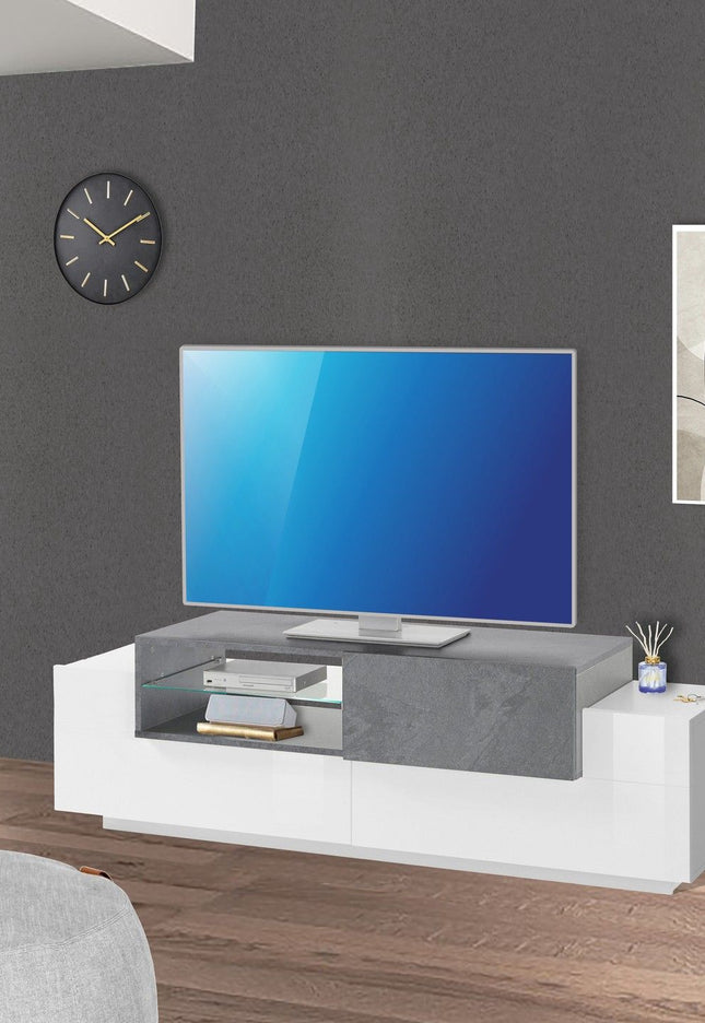 Porta tv NEW CORO 160 cm 1 anta battente + 2 ante a ribalta.