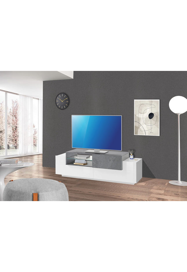 Porta tv NEW CORO 160 cm 1 anta battente + 2 ante a ribalta.