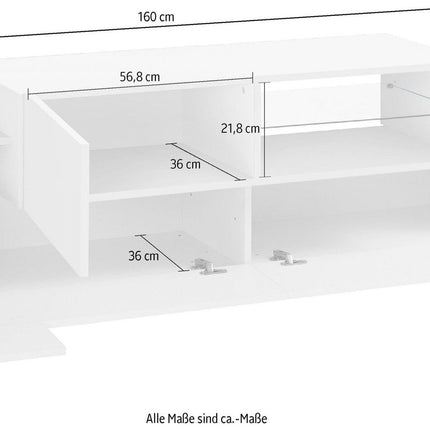 Porta tv NEW CORO 160 cm 1 anta battente + 2 ante a ribalta.