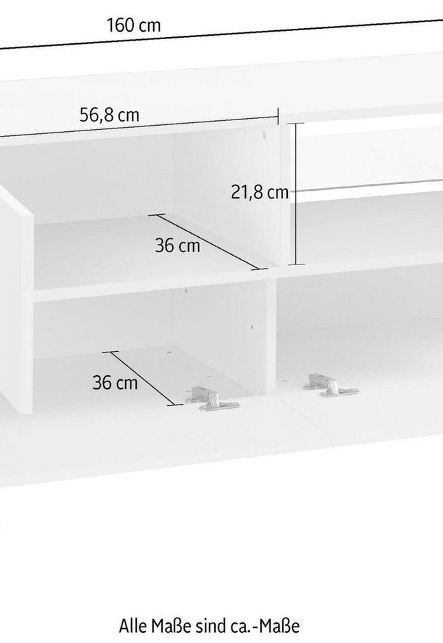 Porta tv NEW CORO 160 cm 1 anta battente + 2 ante a ribalta.