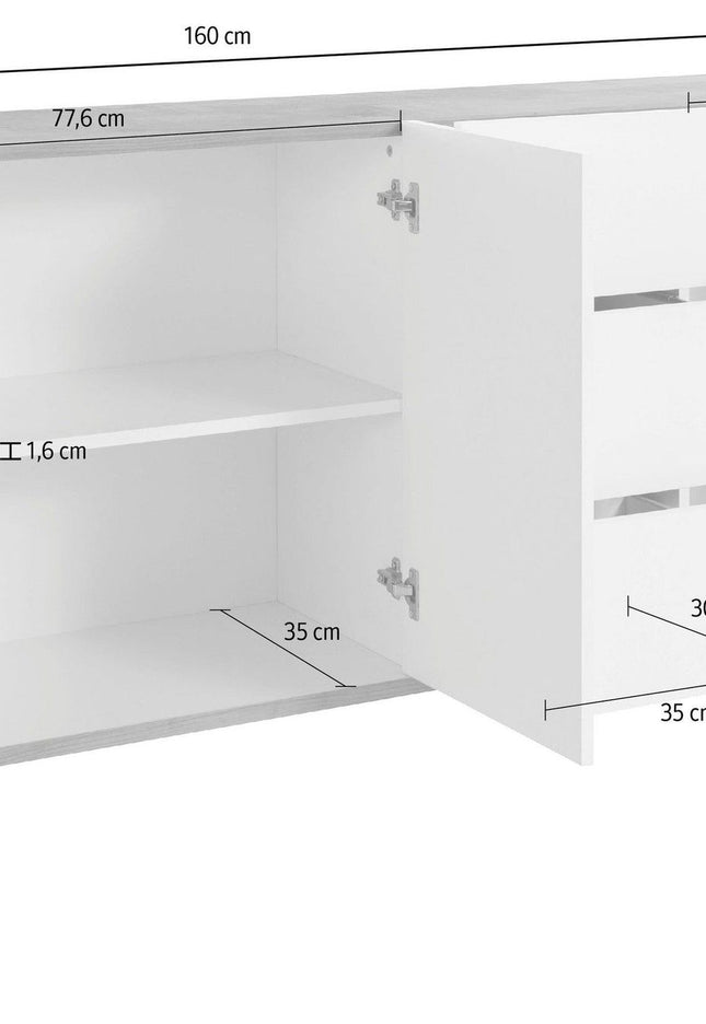 Credenza SUNRISE 3 ante + 3 cassetti da 160 cm.