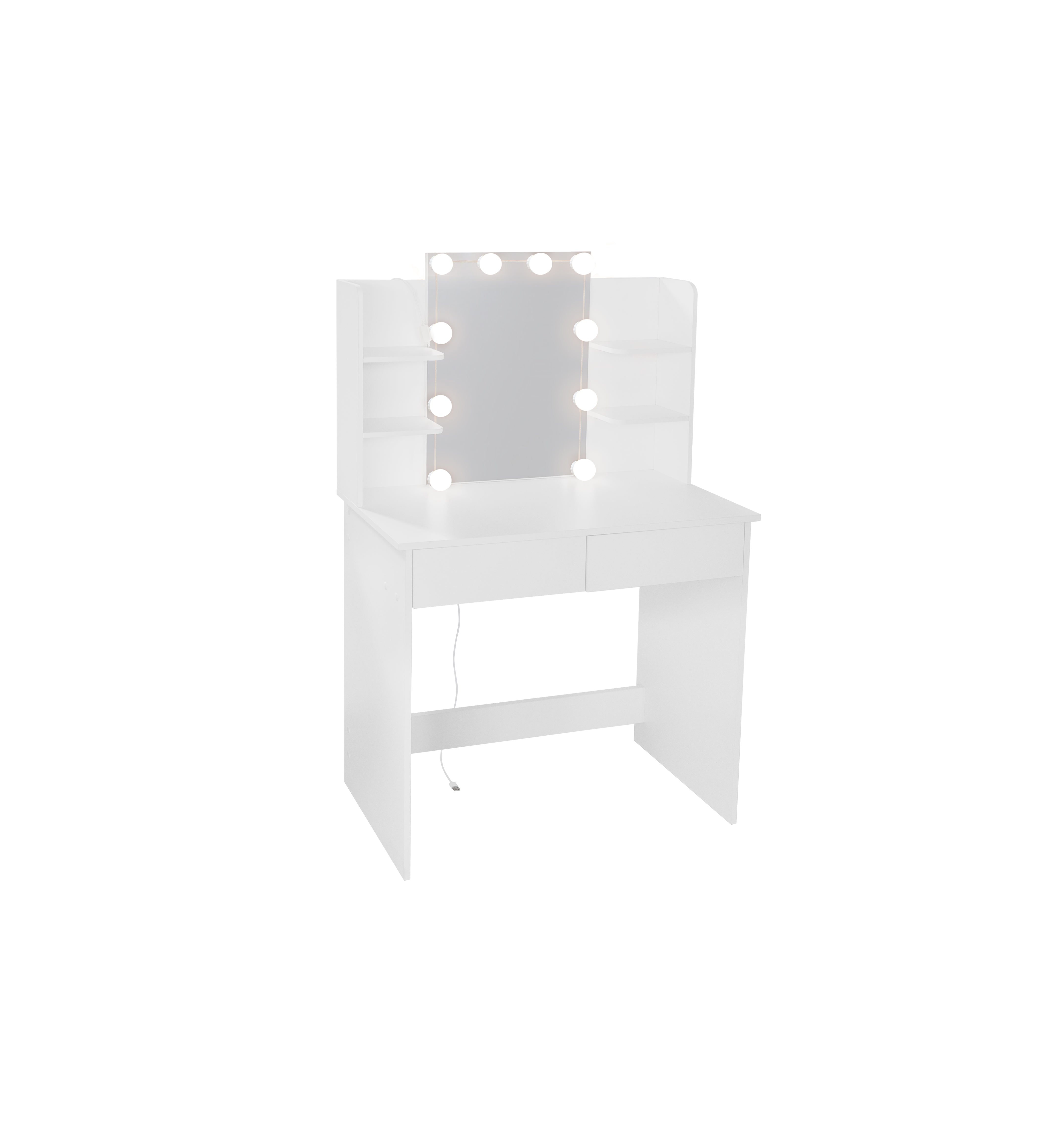 Toeletta Bianca con LED e 2 Cassetti