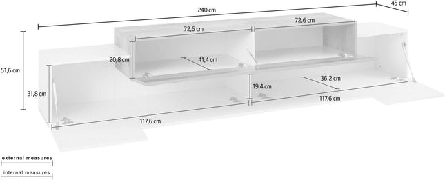 Porta tv CORO 240 cm 3 ante a ribalta.